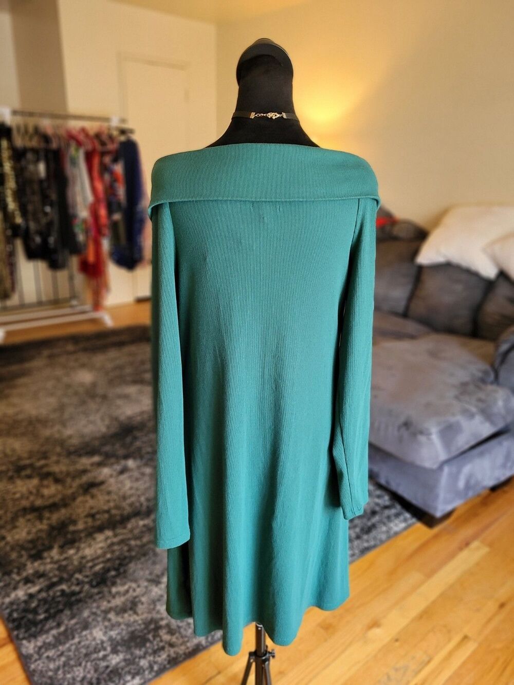 Wild Fable Off The Shoulder Green Dress XXL Women's Long Sleeve NWT New - Picture 6 of 12